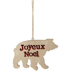 Gifi Décoration de Noël ours en bois à suspendre H.7 cm^ Décoration Sapin