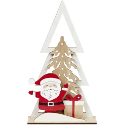 Best Gifi Décoration de Noël sapin et Père Noël en bois à poser