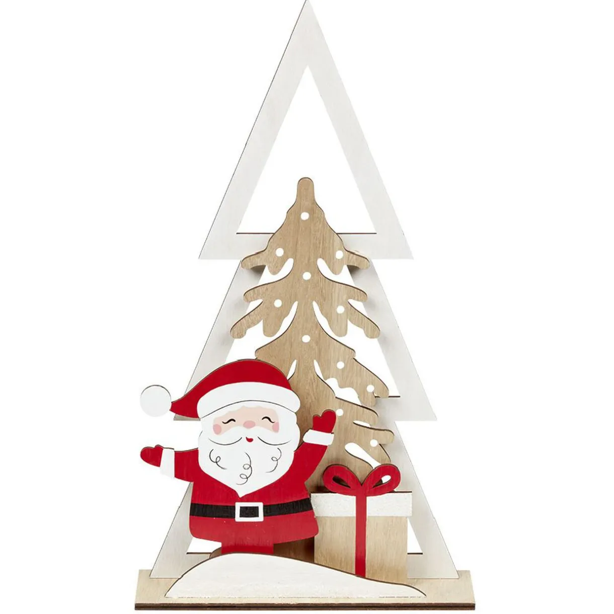 Best Gifi Décoration de Noël sapin et Père Noël en bois à poser