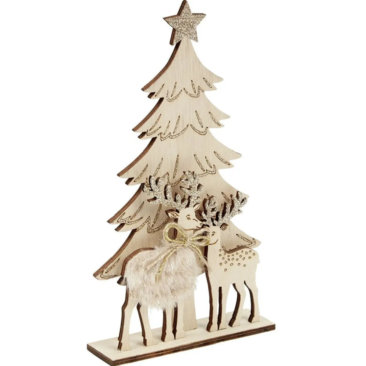 Gifi Décoration de Noël sapin et renne en bois à poser^ Décoration Intérieure De Noël
