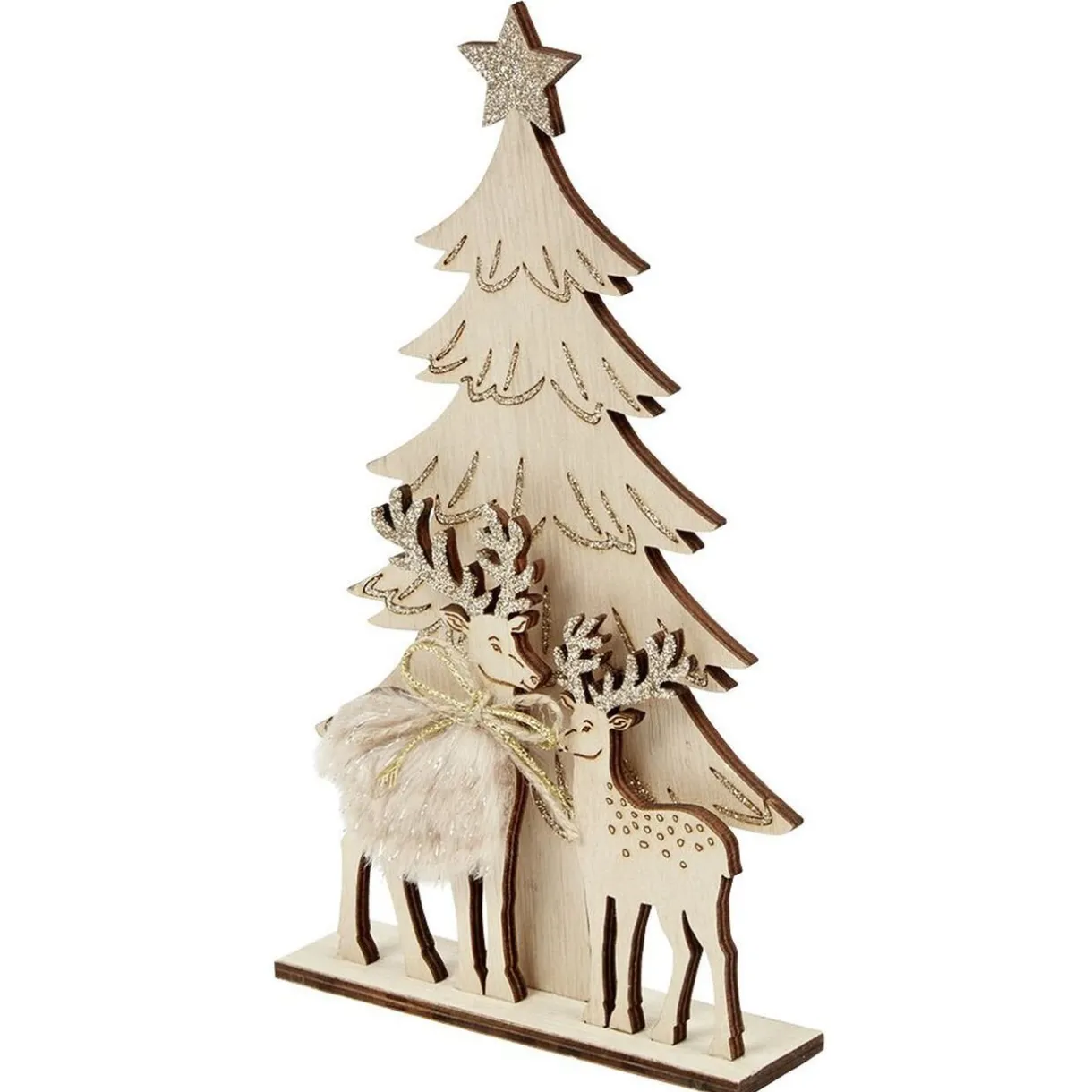 Gifi Décoration de Noël sapin et renne en bois à poser^ Décoration Intérieure De Noël