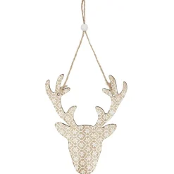 Gifi Décoration de Noël tête de renne en bois à suspendre^ Décoration Sapin