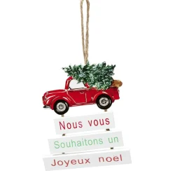 Gifi Décoration de Noël voiture en bois à suspendre^ Décoration Sapin