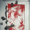 Hot Gifi Décoration de porte Halloween effet ensanglanté