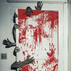 Hot Gifi Décoration de porte Halloween effet ensanglanté