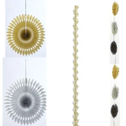 Clearance Gifi Décoration de salle guirlandes à suspendre noir argenté doré