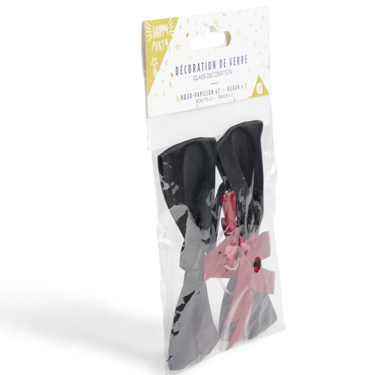Clearance Gifi Décoration de verre noeud papillon et ruban x2