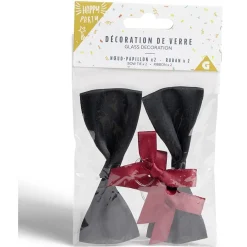 Clearance Gifi Décoration de verre noeud papillon et ruban x2