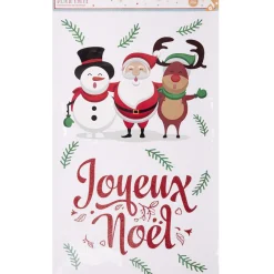 Gifi Décoration fenêtre électrostatique Joyeux Noël et personnages 57x33 cm^ Décoration De Fenêtre