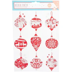Gifi Décoration fenêtre électrostatique boule de Noël rouge et blanche^ Décoration De Fenêtre