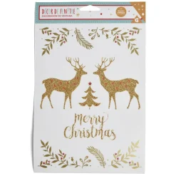 Gifi Décoration fenêtre Noël électrostatique cerf Merry Christmas doré^ Décoration De Fenêtre