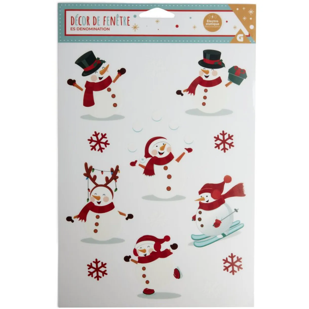 Gifi Décoration fenêtre Noël électrostatique bonhomme de neige ou pain d'épices^ Décoration De Fenêtre