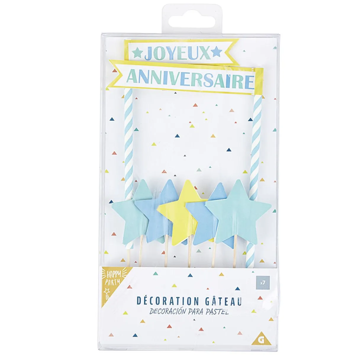 Sale Gifi Décoration gâteau Joyeux anniversaire et étoiles