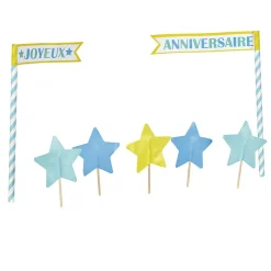 Sale Gifi Décoration gâteau Joyeux anniversaire et étoiles