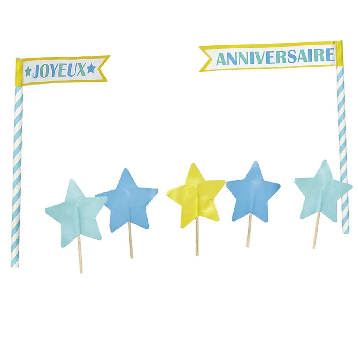 Sale Gifi Décoration gâteau Joyeux anniversaire et étoiles