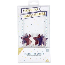 New Gifi Décoration gâteau Joyeux anniversaire et étoiles