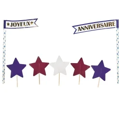 New Gifi Décoration gâteau Joyeux anniversaire et étoiles