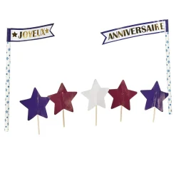 New Gifi Décoration gâteau Joyeux anniversaire et étoiles