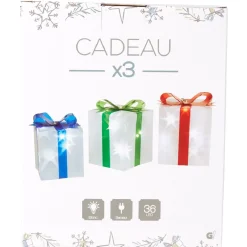 Gifi Décoration électrique en forme de cadeau 36 LED Ø18 cm x3^ Décoration Extérieure De Noël