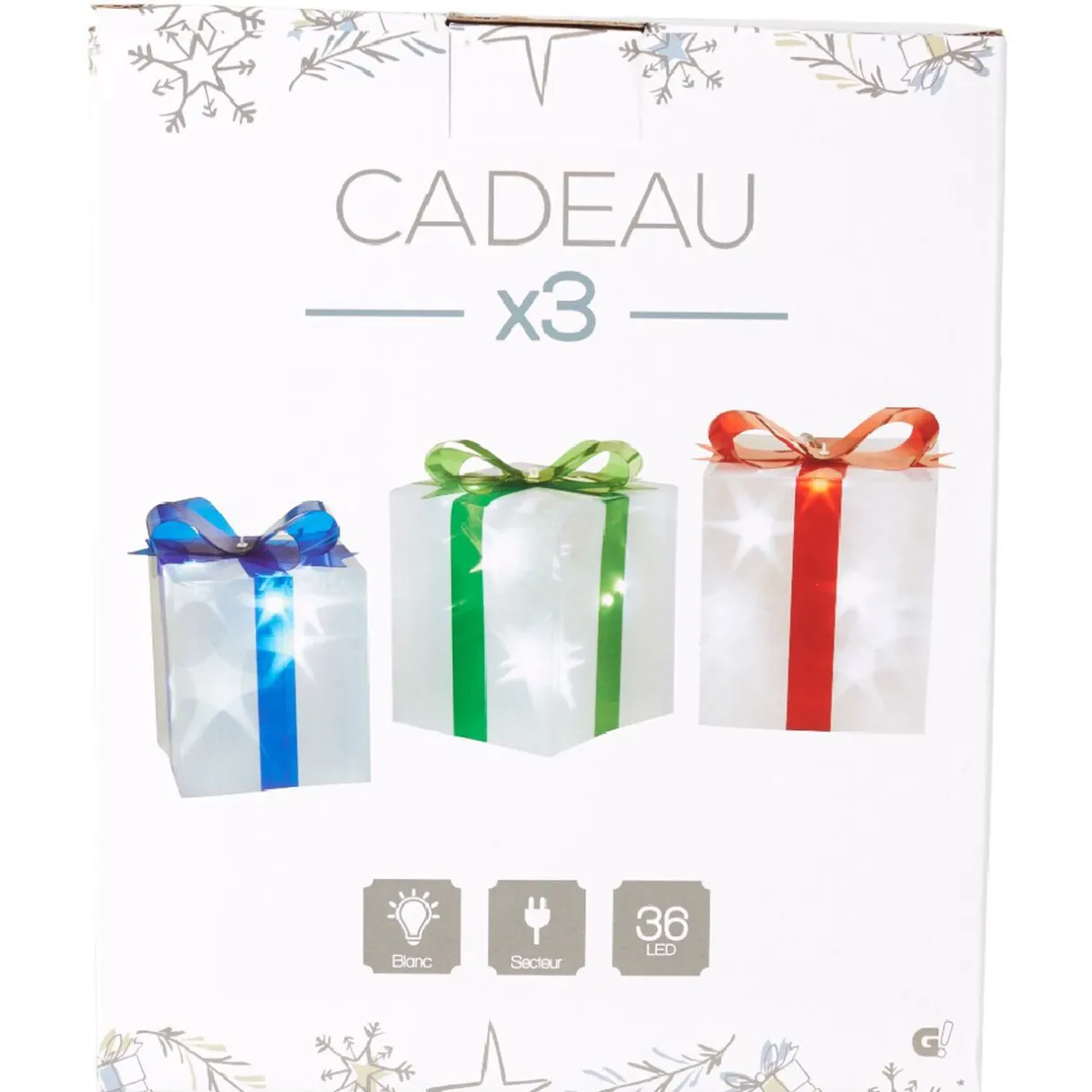 Gifi Décoration électrique en forme de cadeau 36 LED Ø18 cm x3^ Décoration Extérieure De Noël