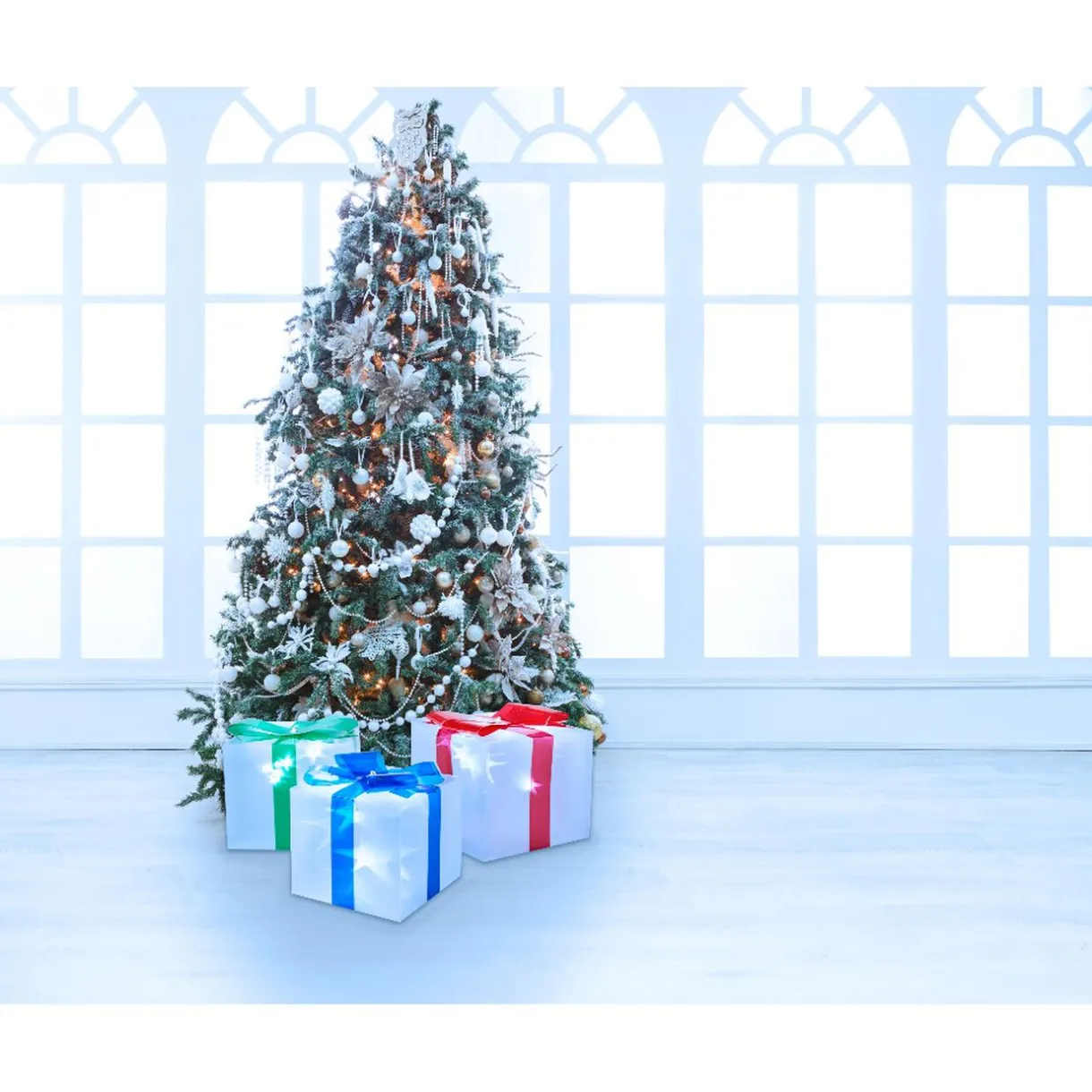 Gifi Décoration électrique en forme de cadeau 36 LED Ø18 cm x3^ Décoration Extérieure De Noël