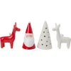 Gifi Décoration lumineuse Père Noël cerf sapin porcelaine rouge et blanc x4^ Décoration Intérieure De Noël