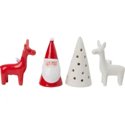 Gifi Décoration lumineuse Père Noël cerf sapin porcelaine rouge et blanc x4^ Décoration Intérieure De Noël