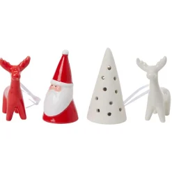 Gifi Décoration lumineuse Père Noël cerf sapin porcelaine rouge et blanc x4^ Décoration Intérieure De Noël