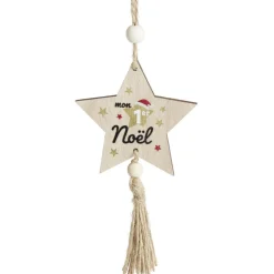 Hot Gifi Décoration "Mon 1er Noël" à suspendre en bois H15cm - 2 modèles