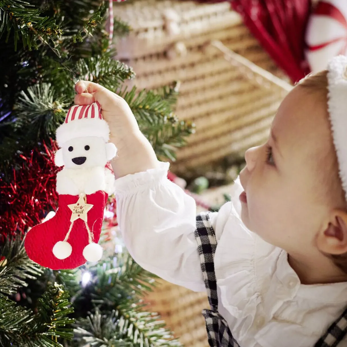 Sale Gifi Décoration "Mon 1er Noël" à suspendre en bois chiffre 1 rouge H10cm