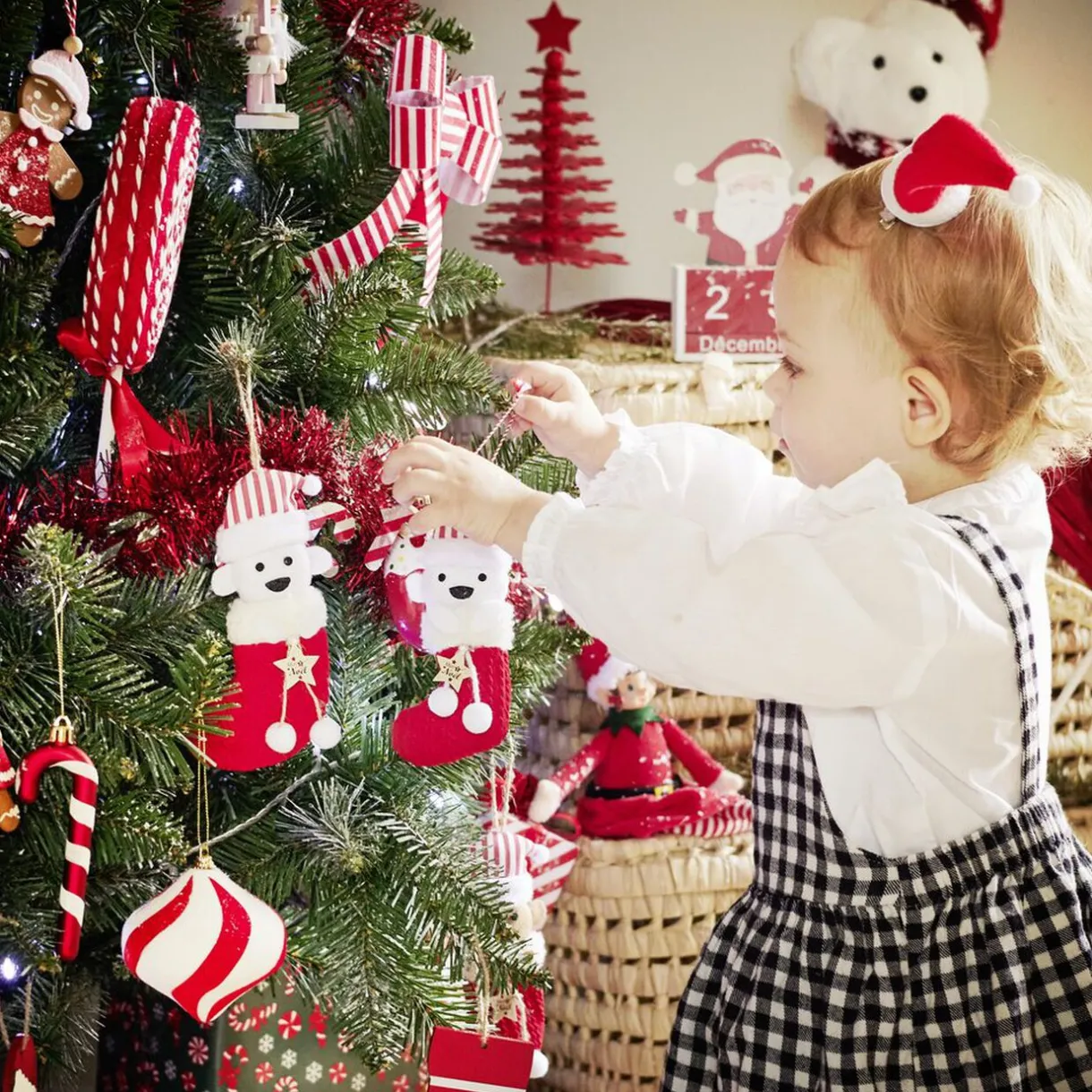 Sale Gifi Décoration "Mon 1er Noël" à suspendre en bois chiffre 1 rouge H10cm