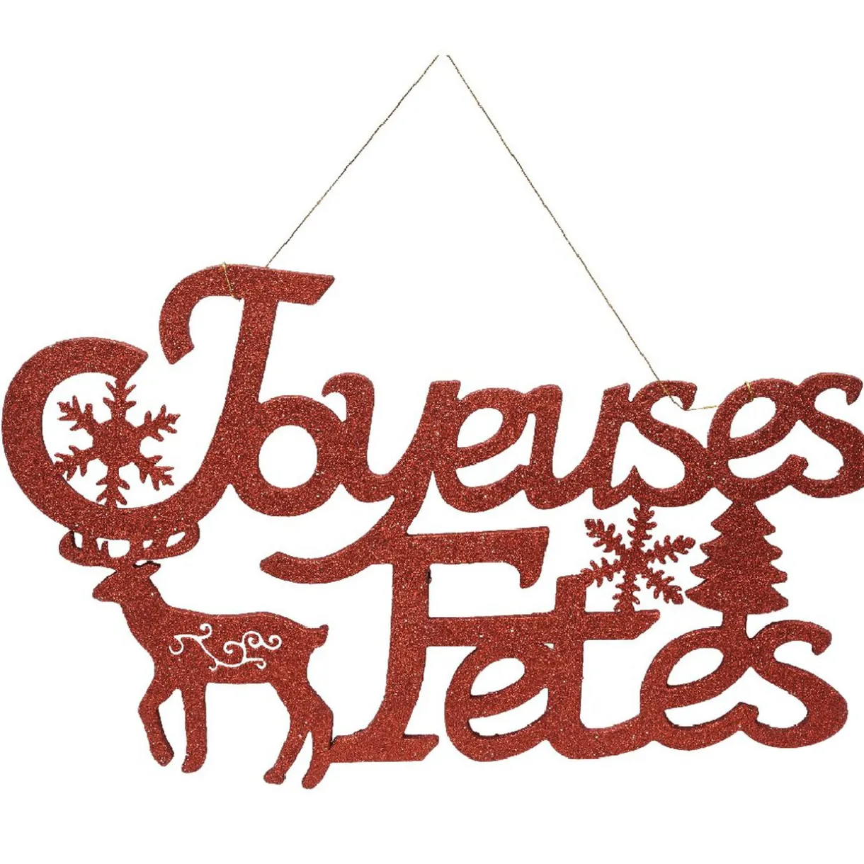 Gifi Décoration murale Joyeuses Fêtes pailleté rouge^ Décoration Intérieure De Noël