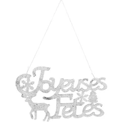 Gifi Décoration murale Joyeuses Fêtes pailleté gris argenté^ Décoration Sapin