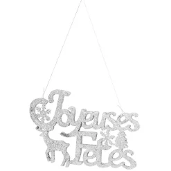 Gifi Décoration murale Joyeuses Fêtes pailleté gris argenté^ Décoration Sapin