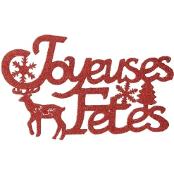 Gifi Décoration murale lettrage rouge pailleté^ Décoration Intérieure De Noël