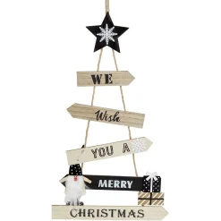 Gifi Décoration Noël à suspendre We wish you a merry Christmas pancarte en bois^ Décoration Intérieure De Noël