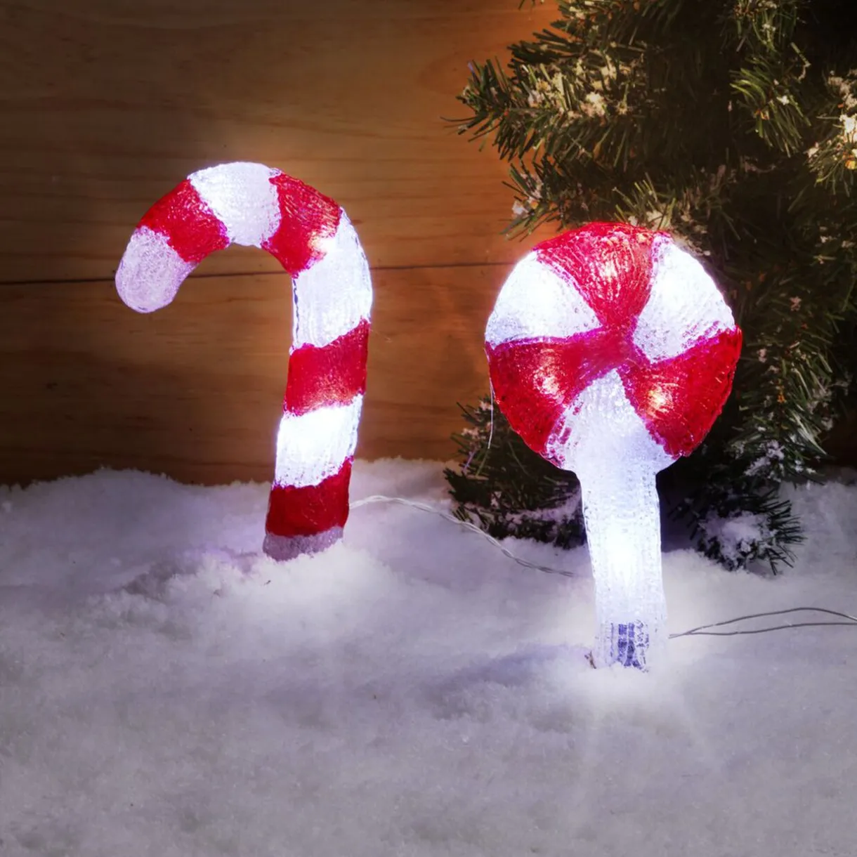 Gifi Décoration Noël sucre d'orge à planter LED H27cm^ Décoration Extérieure De Noël