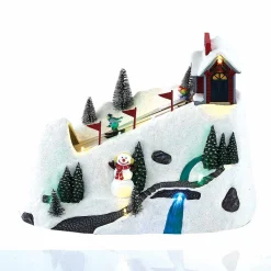 Gifi Décoration Piste de ski lumineuse animée musicale 9 LED multicolore^ Décoration Intérieure De Noël