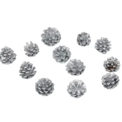 Clearance Gifi Décoration Pomme de pin argent à poser x 12