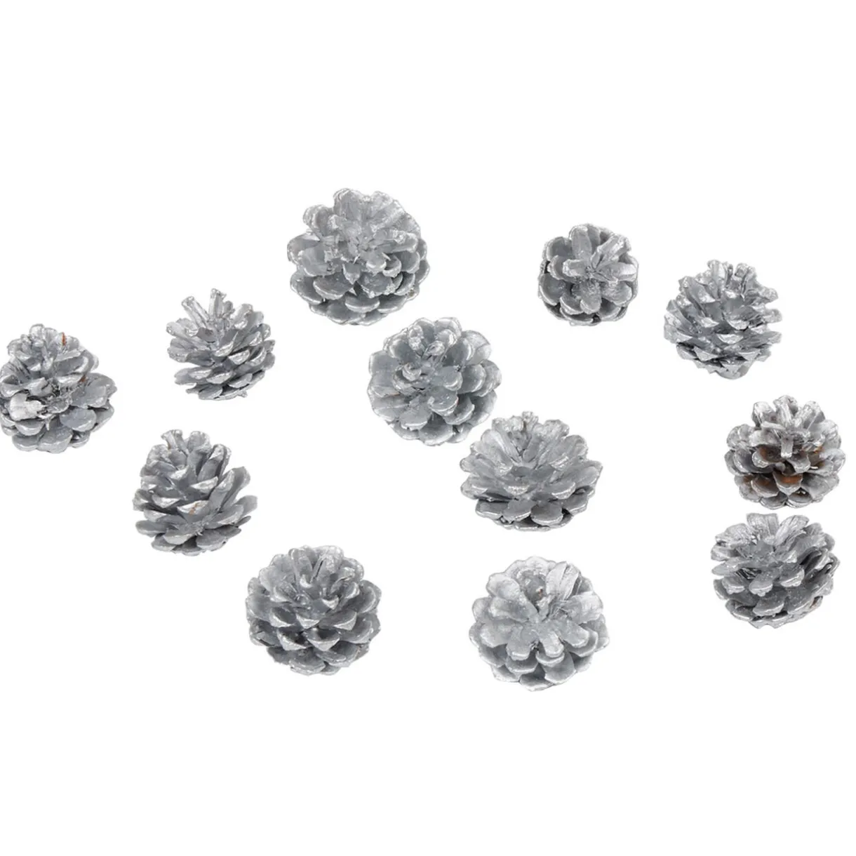 Clearance Gifi Décoration Pomme de pin argent à poser x 12