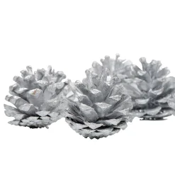 Clearance Gifi Décoration Pomme de pin argent à poser x 12