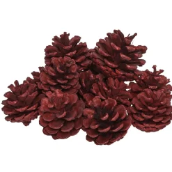 Best Gifi Décoration Pomme de pin rouge à poser x 12