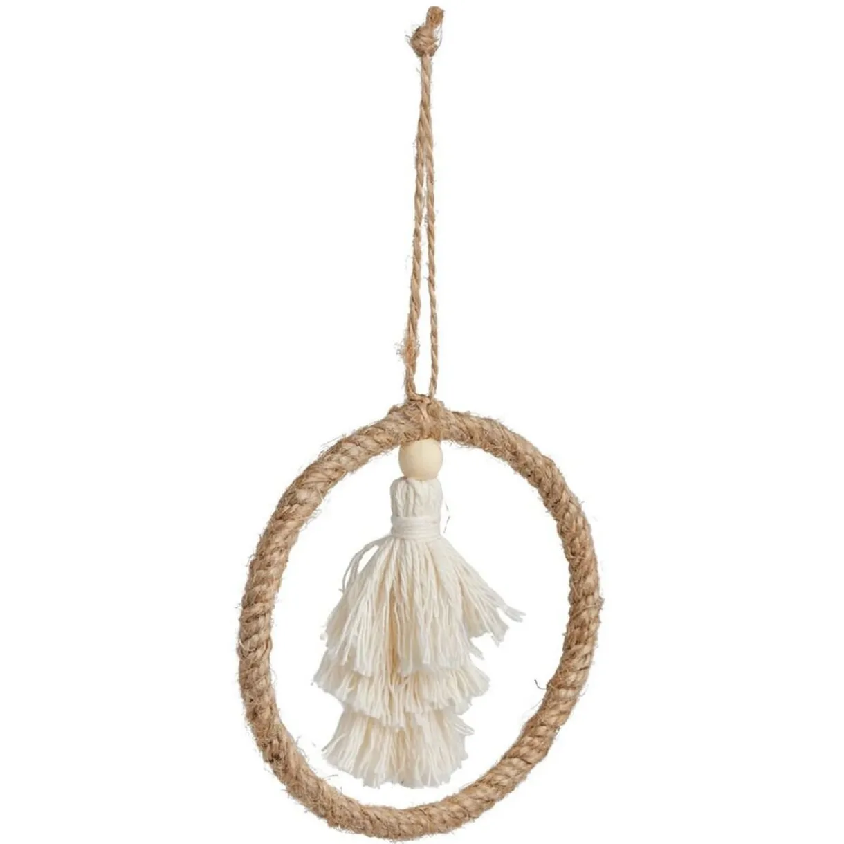 Gifi Décoration pompon dans cercle à suspendre beige Ø10cm^ Décoration Sapin