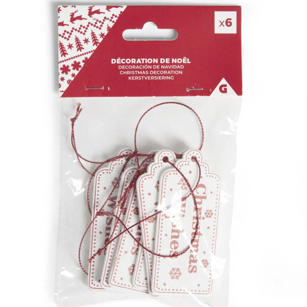 New Gifi Décoration sapin de Noël étiquettes à suspendre x6