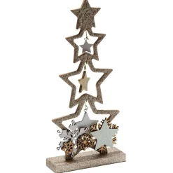 Gifi Décoration sapin en bois forme étoile pailleté doré 12xH26cm^ Décoration Intérieure De Noël