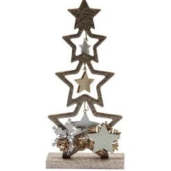 Gifi Décoration sapin en bois forme étoile pailleté doré 12xH26cm^ Décoration Intérieure De Noël