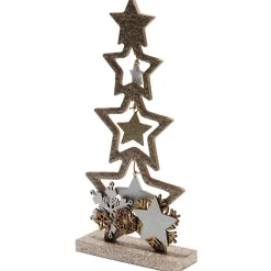Gifi Décoration sapin en bois forme étoile pailleté doré 12xH26cm^ Décoration Intérieure De Noël
