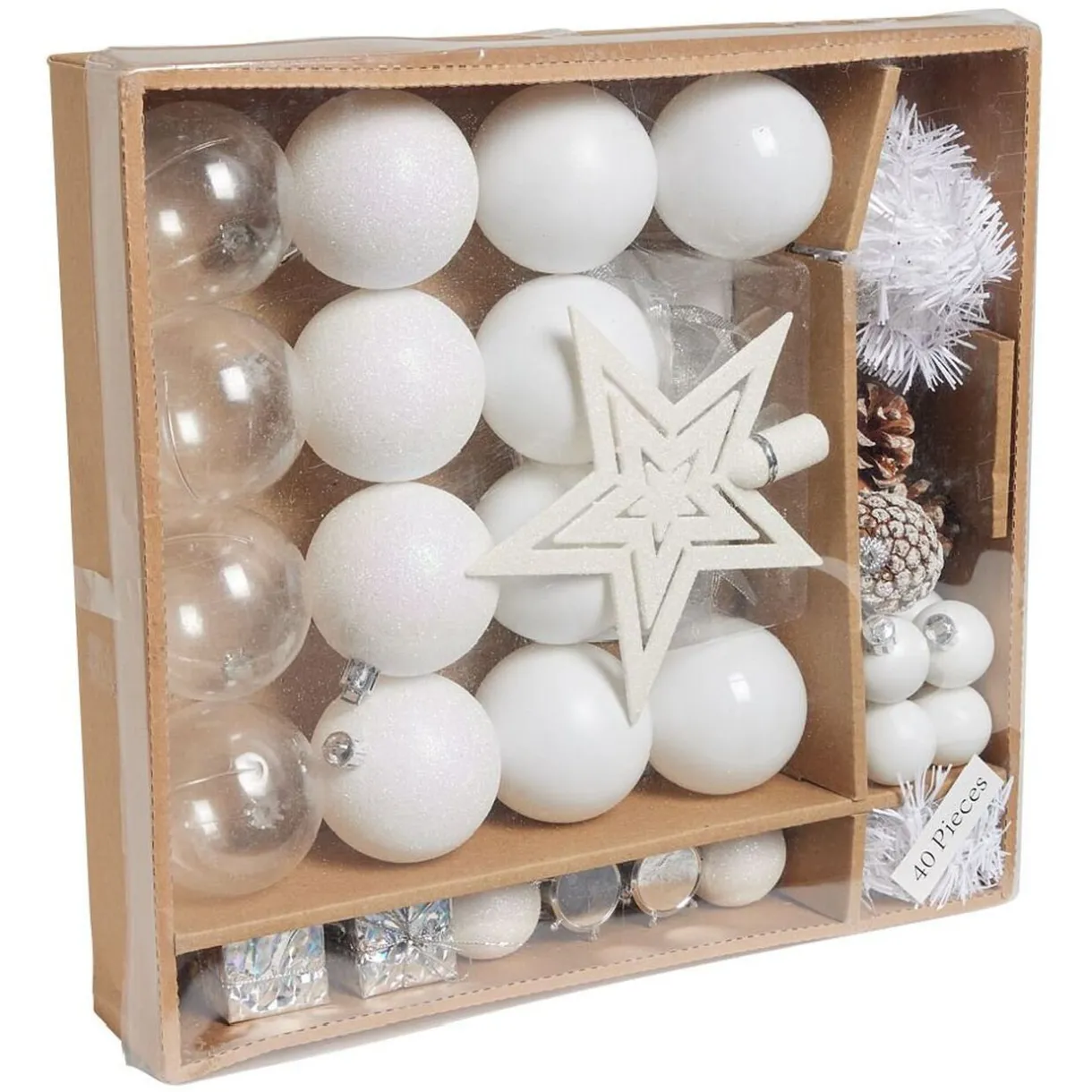 Gifi Décoration sapin Noël blanc et argenté x40^ Décoration Sapin