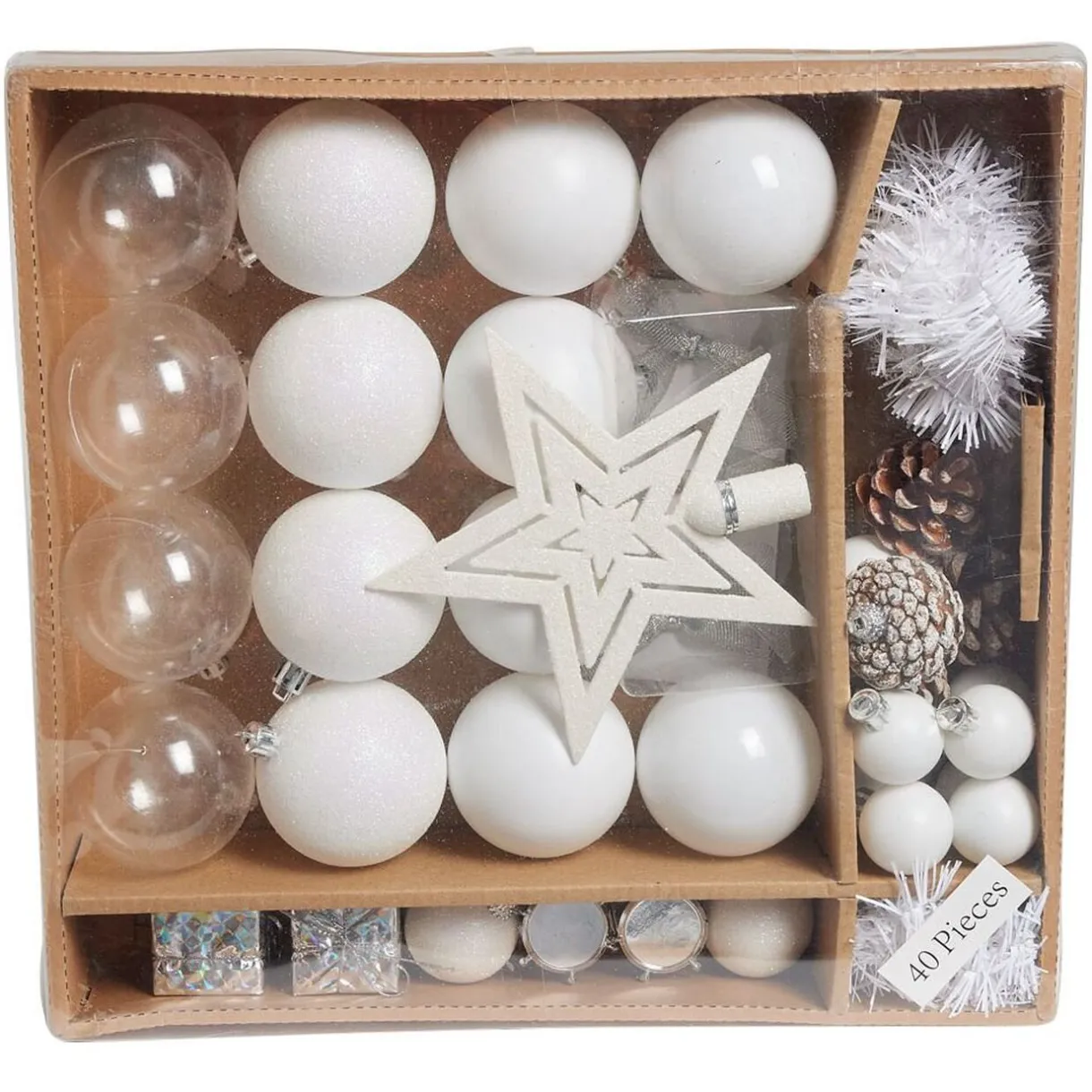 Gifi Décoration sapin Noël blanc et argenté x40^ Décoration Sapin