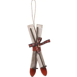 Gifi Décoration ski à suspendre rouge beige naturel^ Décoration Sapin